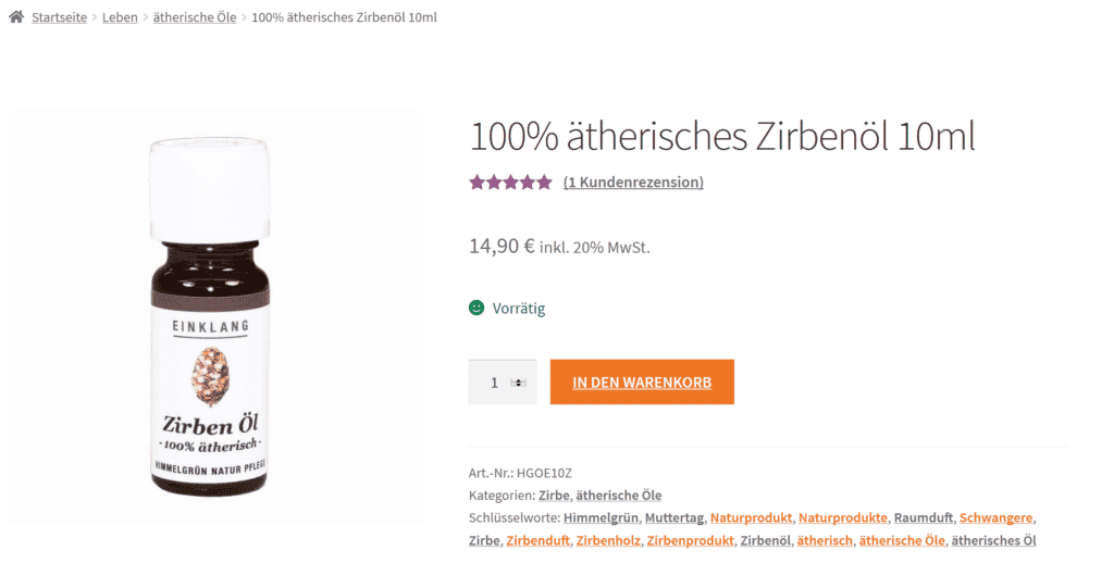 Bewertung eines Produkts in einem Onlineshop