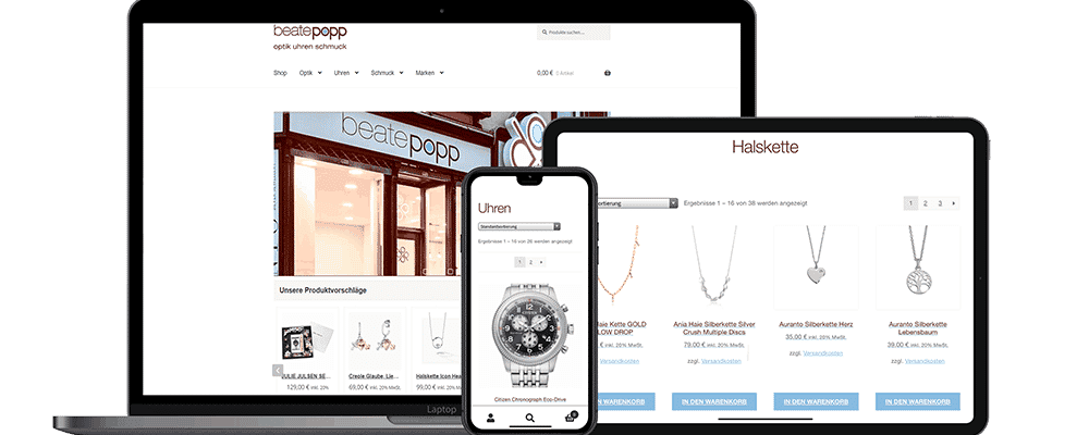 Onlineshop Beate Popp - Responsive Design