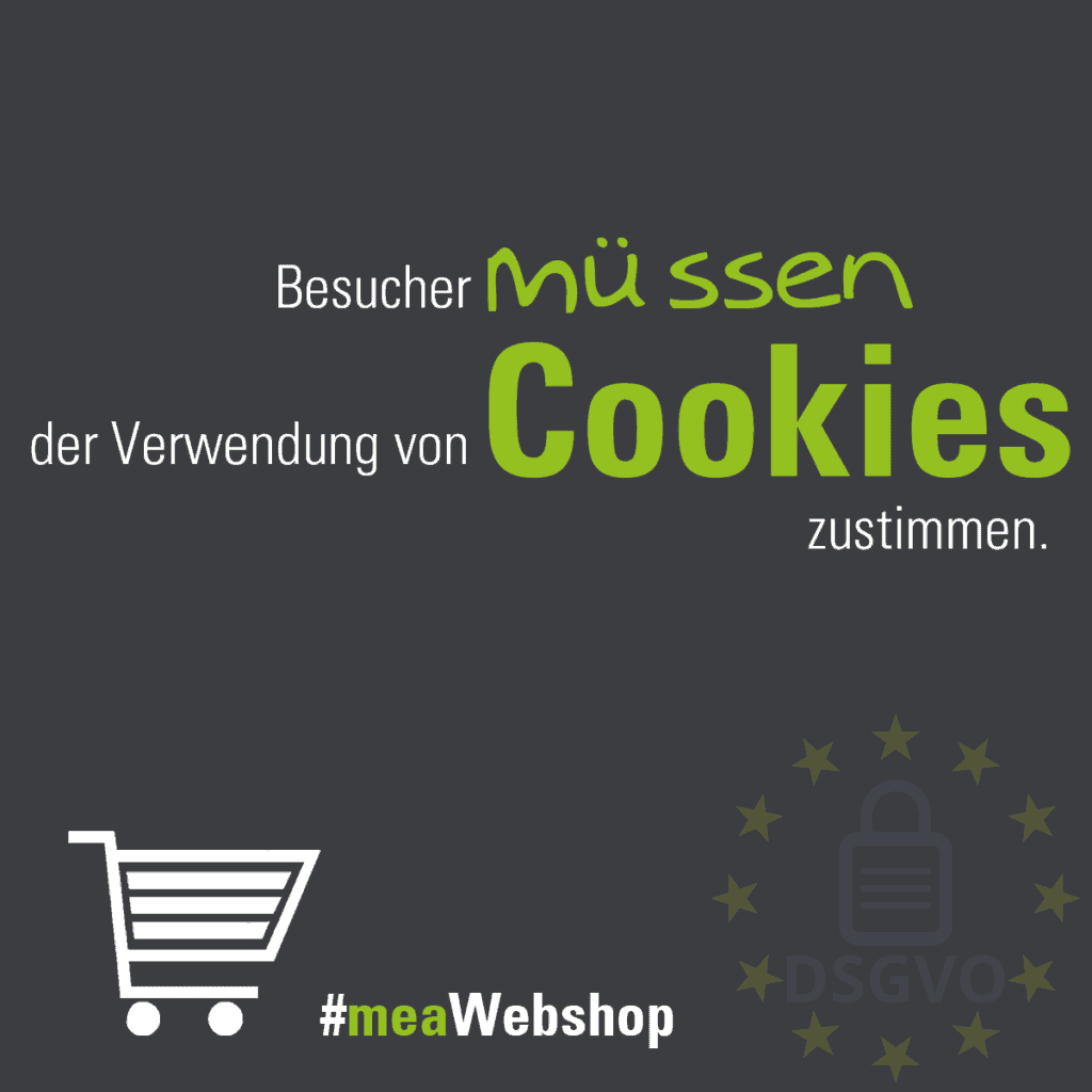 DSGVO-konformer Onlineshop. Besucher müssen der Verwendung von Cookies zustimmen