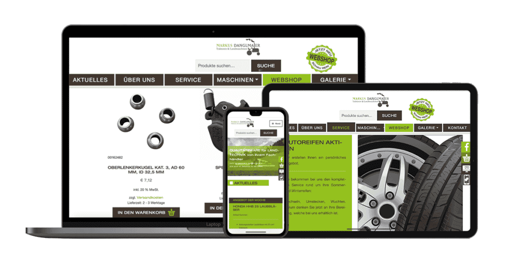 Referenzen Danglmaier Traktoren, Webdesign und Webentwicklung