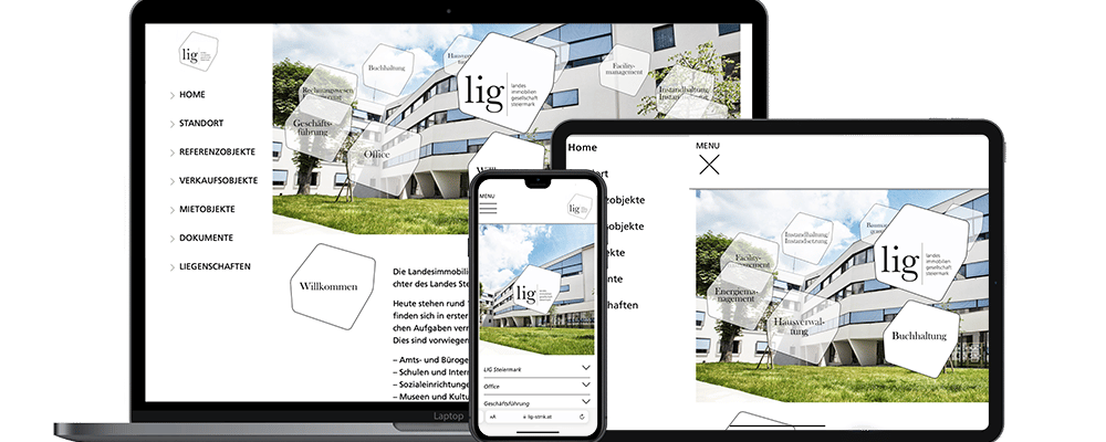 Referenz Website, Webdesign und Webentwicklung bei LIG Steiermark