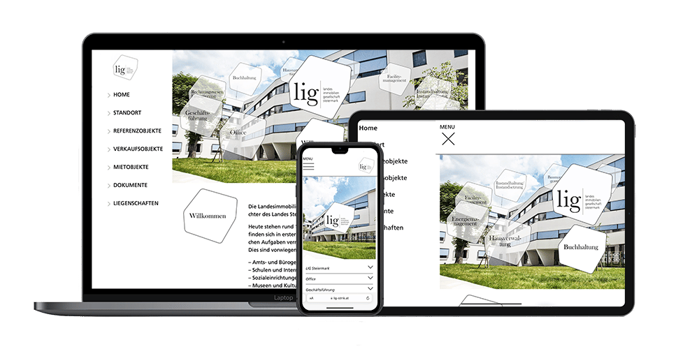 Referenz Website, Webdesign und Webentwicklung bei LIG Steiermark