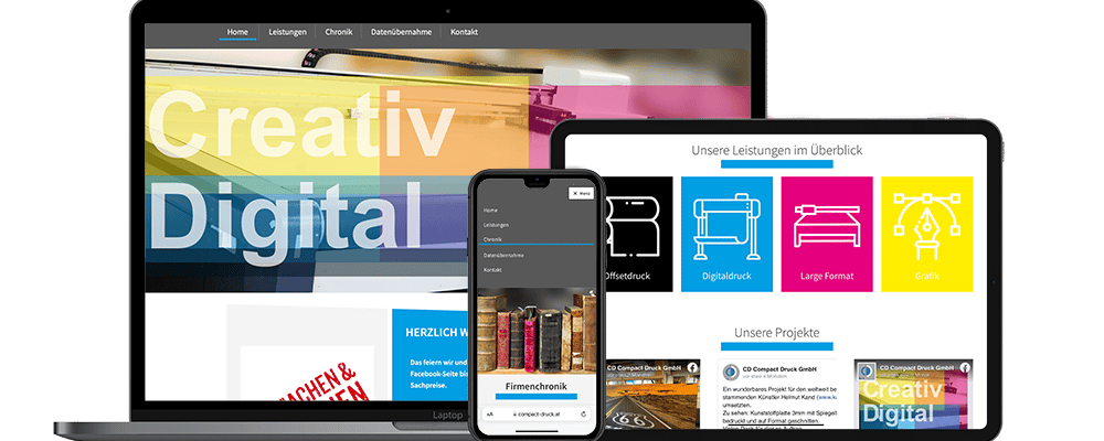 Referenz Website, Webdesign und Webentwicklung bei Compact Druck, Bruck an der Mur