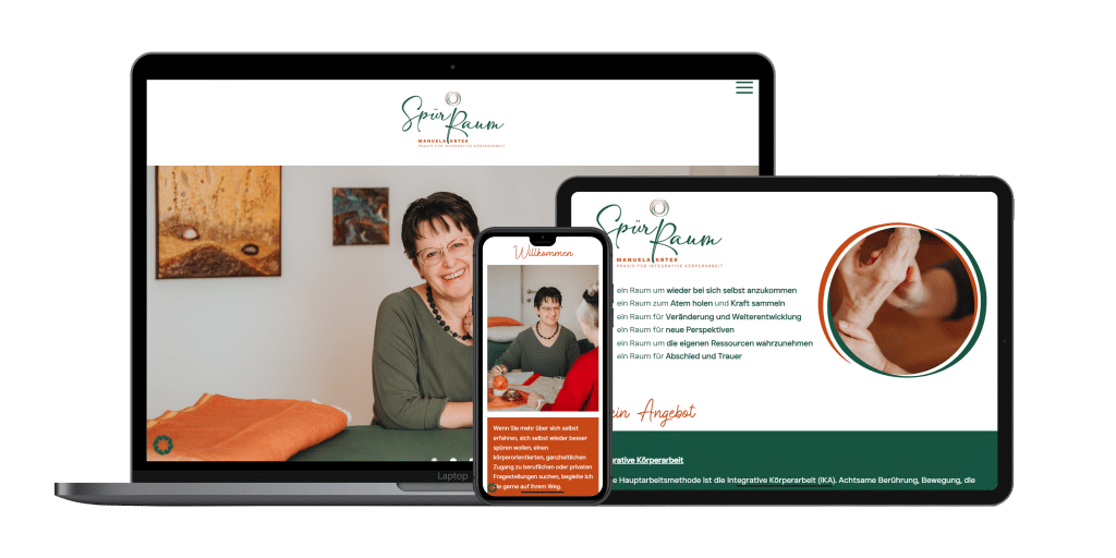 Desktop-, Tablet- und Smartphone-Bildschirm zeigen unterschiedliche Ausschnitte der Website