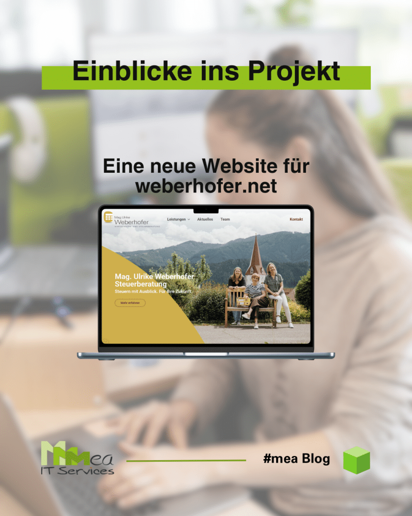 Einblicke ins Projekt - Eine neue Website für weberhofer.net