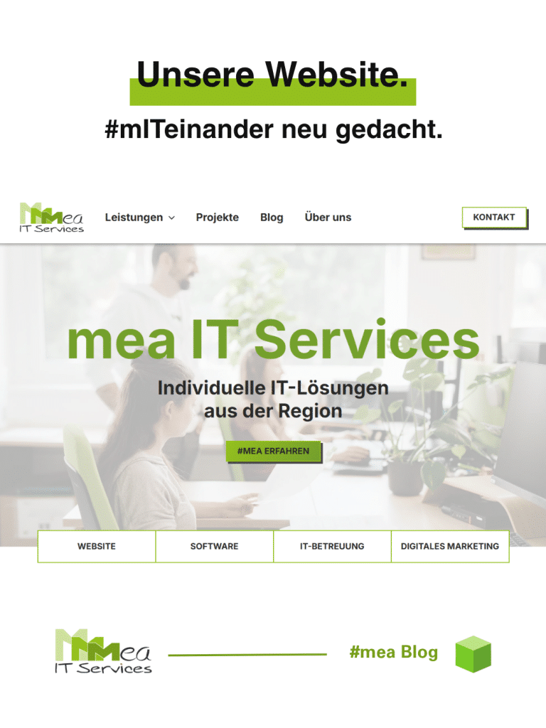 "Unsere Website. #miteinander neu gestaltet." Unter dem Schriftzug befindet sich ein Screenshot der Startseite.